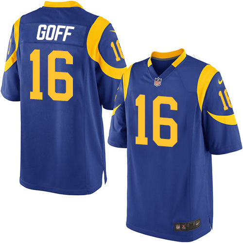 Men's Game Jared Goff Nike Jersey Royal Blue Alternate - #16 NFL Los Angeles Rams